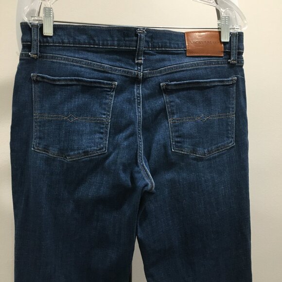 LUCKY BRAND Medium/Dark Wash Denim SWEET Logo Hardware Mid-Rise Straight Jeans - Picture 9 of 10